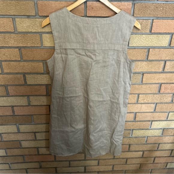 Theory Didianne Tierra Wash Linen Blend Sleeveless Shift Dress Beige Tan Size 6 - Picture 5 of 8